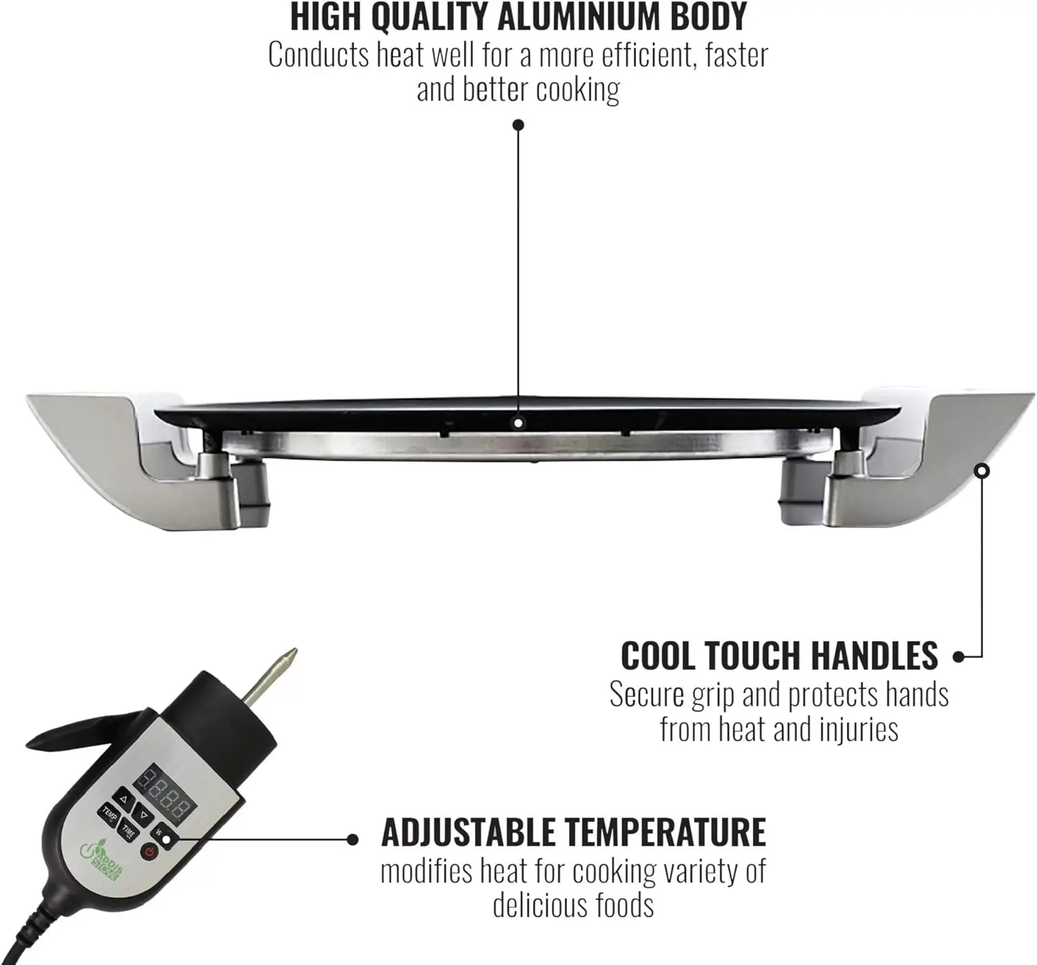 16 inch Digital Electric Griddle for, Pancake – Even Heat Distribution