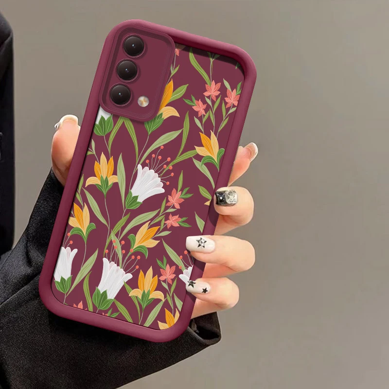 حافظة هاتف من السيليكون غير اللامع لهاتف انفينيكس تكنو سبارك 20C 10 Pro 6 Go 2024 2023 2022 Pova 7 Camon 40 Pro 30 20 غطاء أوراق الزهور