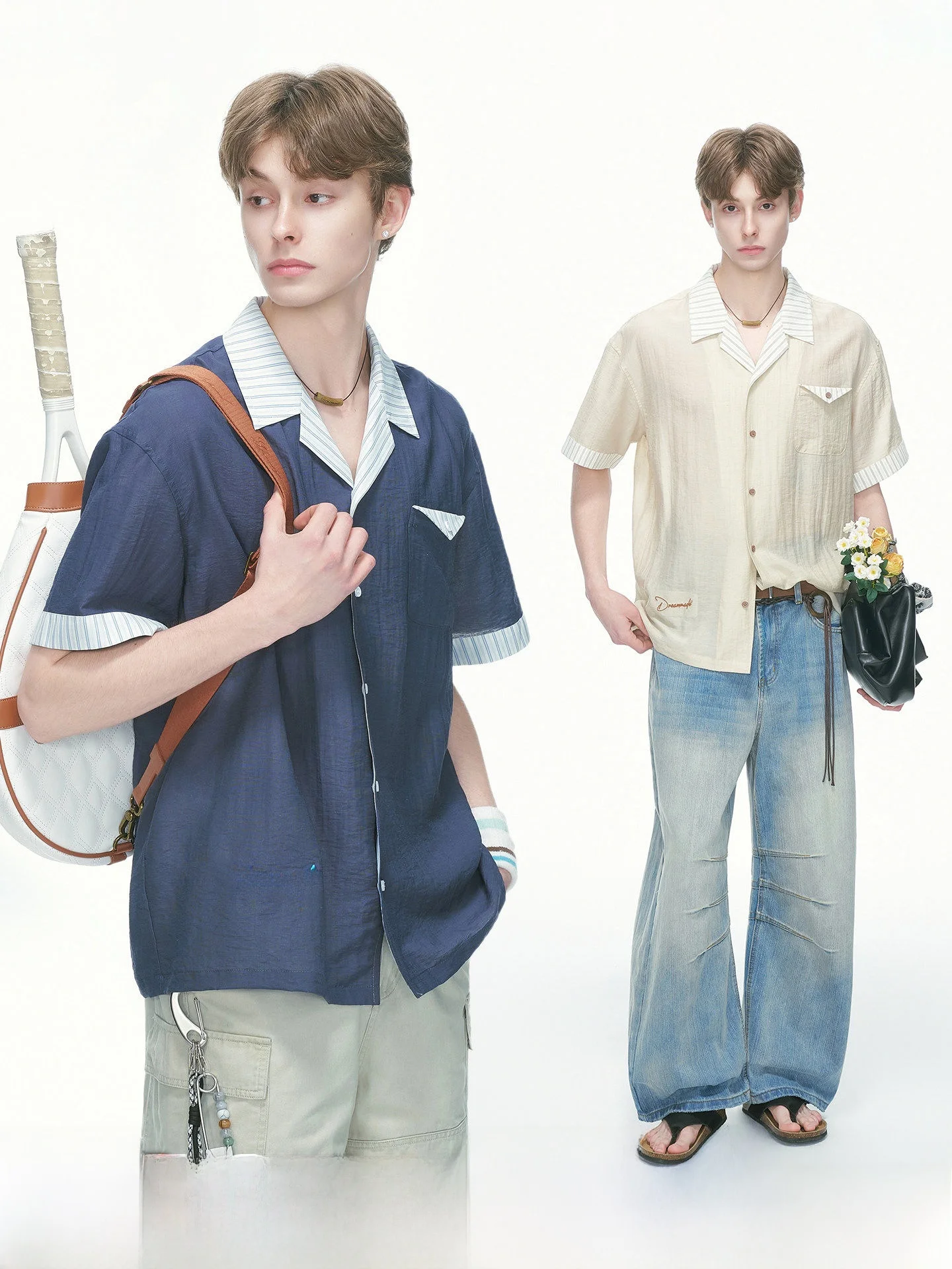 Men's Short Sleeve Linen Shirt Thin Breathable Cuban Collar Summer Fashion Casual Wear Comfortable Loose Fit Youth Popular