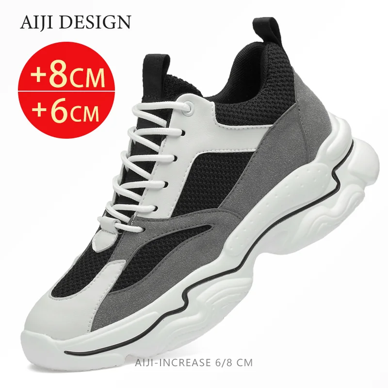 

Men casual sneakers elevator shoes fashion breathable 6cm 8cm height increased shoes for man hidden heels sport lift taller