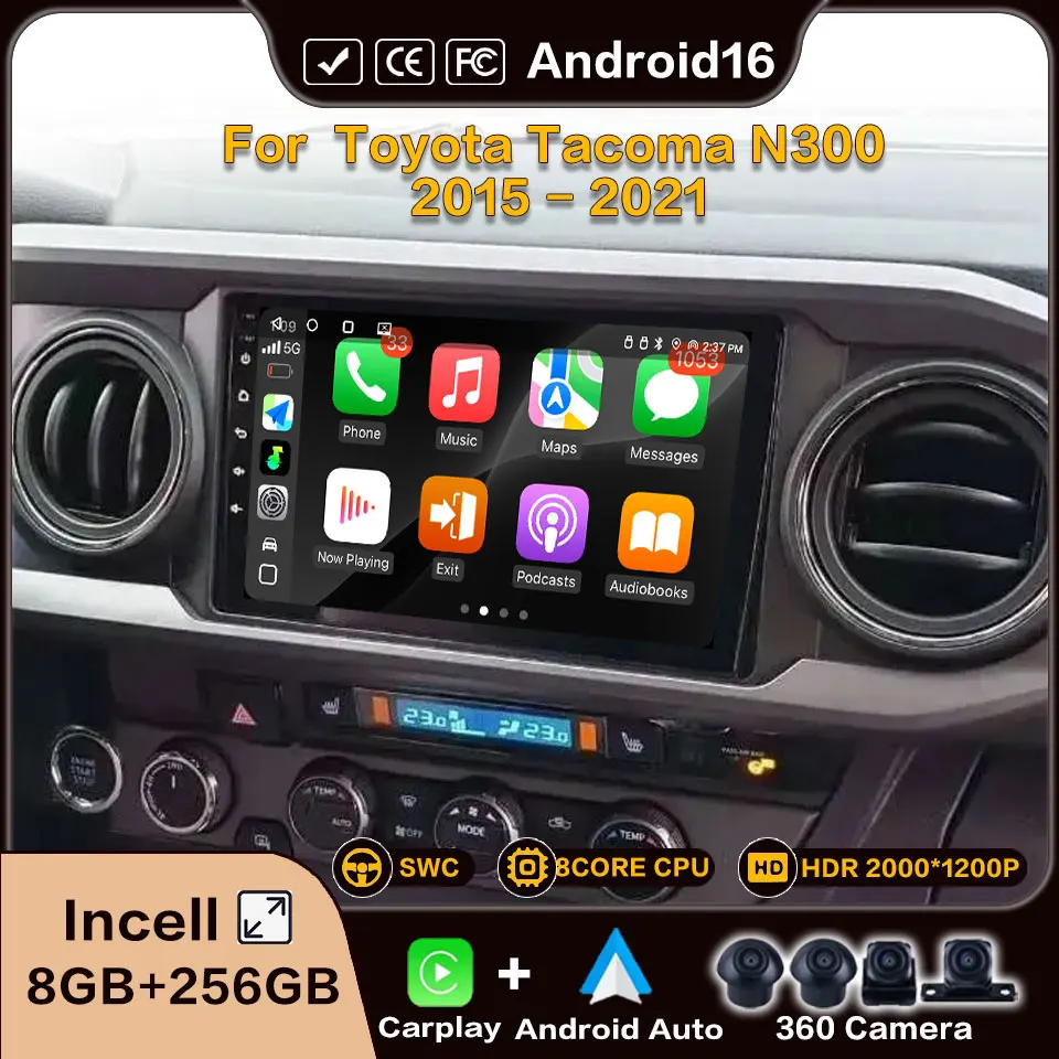 Car Radio For Toyota Tacoma N300 2015 - 2021 Carplay Android Auto Wireless Multimedia Player Automotive Car Radio Video Stereo
