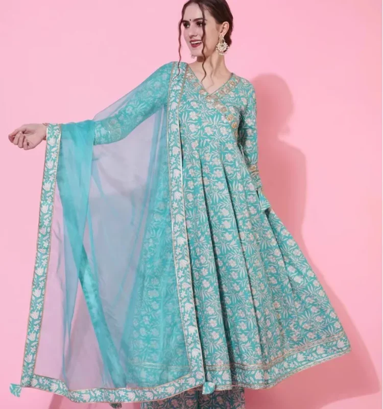 

India Women's Clothing 3-piece Set Of Pure Cotton Printed Dresses