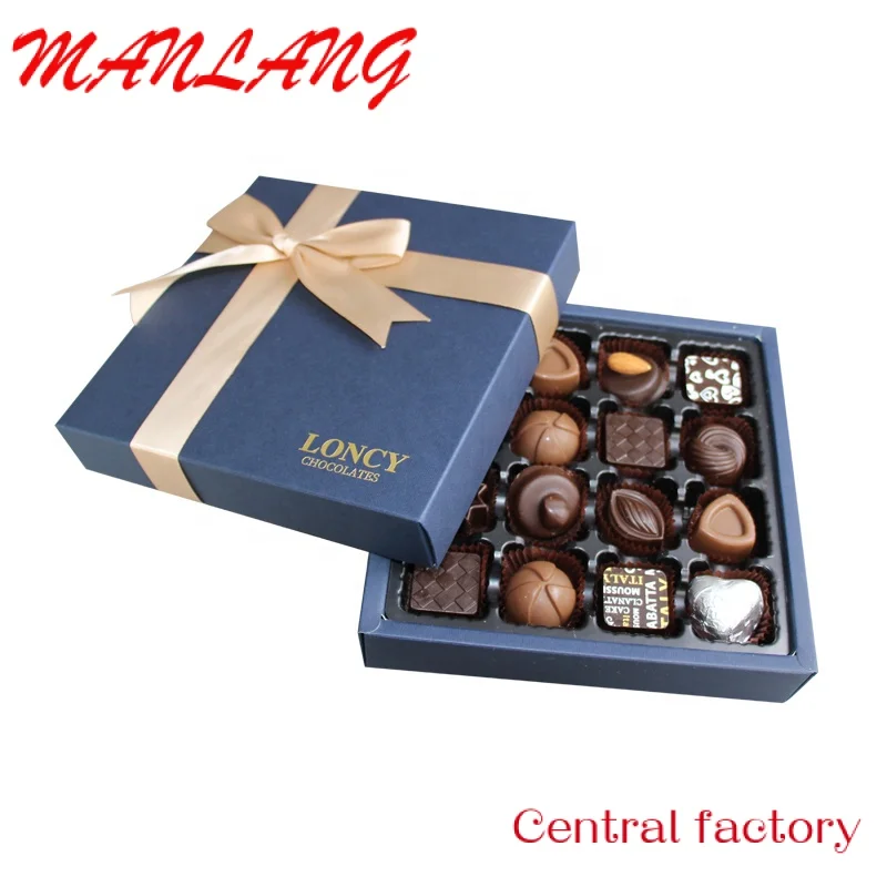 Custom  Customize Luxury Gold Foil Stamped Food Grade Wedding Chocolate Paper Box packaging