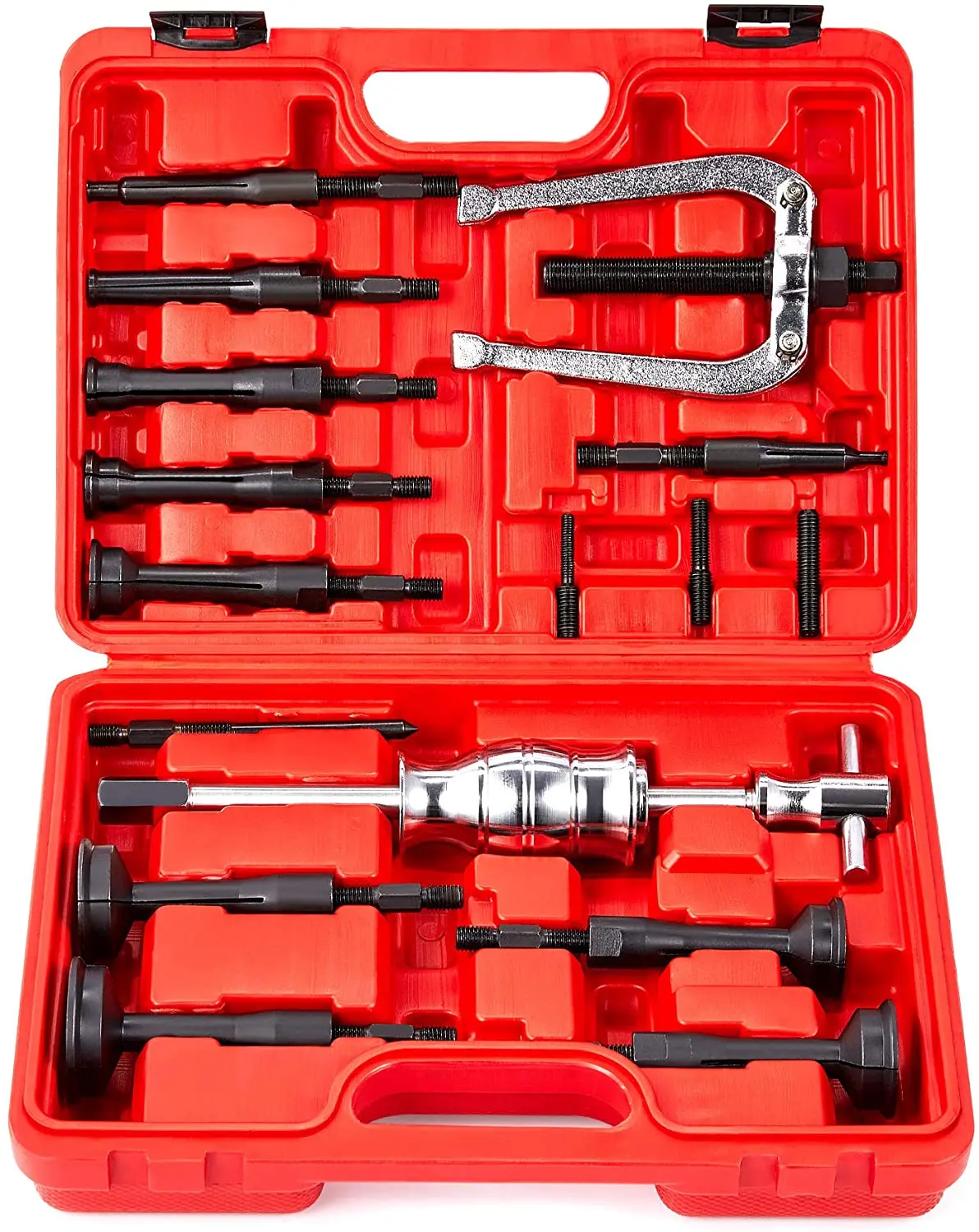 

Blind Hole Collet Bearing Race Seal Puller Extractor Kit,Slide Hammer Pilot Insert Inner Internal Bearing Removal Tool Set,16PCS