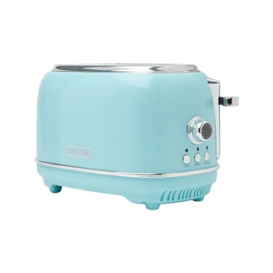 

2 Slice Wide Slot Stainless Steel Toaster with Adjustable Browning Control Non-Slip Feet in Turquoise Chrome for Home Kitchen U