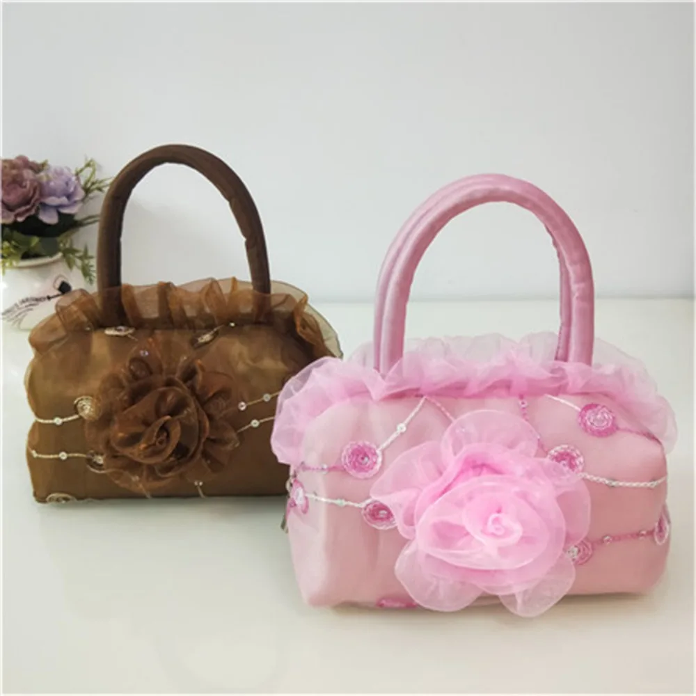 

Small Women Middle Bag Top Handle Ladies Handbag Phone Bag Summer Purse National Style Embroidered Flower Pattern