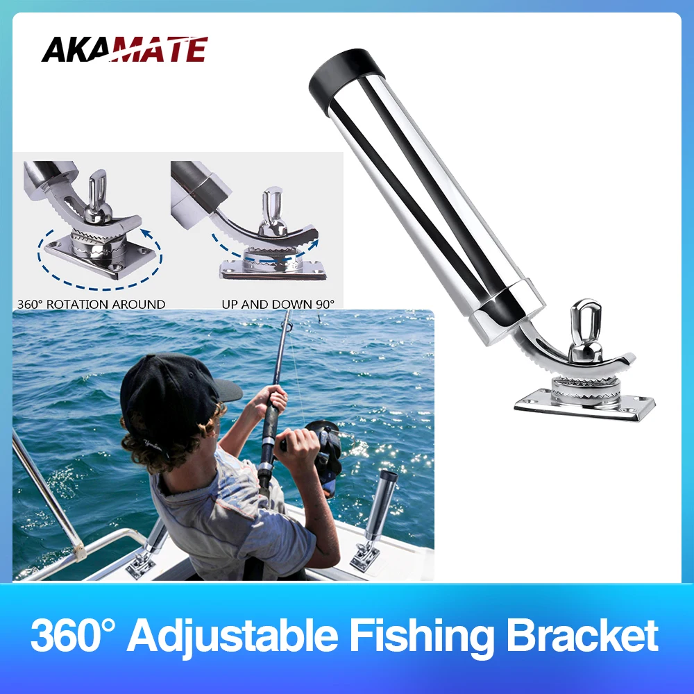 Fishing Rod Holder for Boat Yacht Marine 316 Stainless Steel Adjustable Fishing Pole Holder Deck Mount Rod Holder Rack