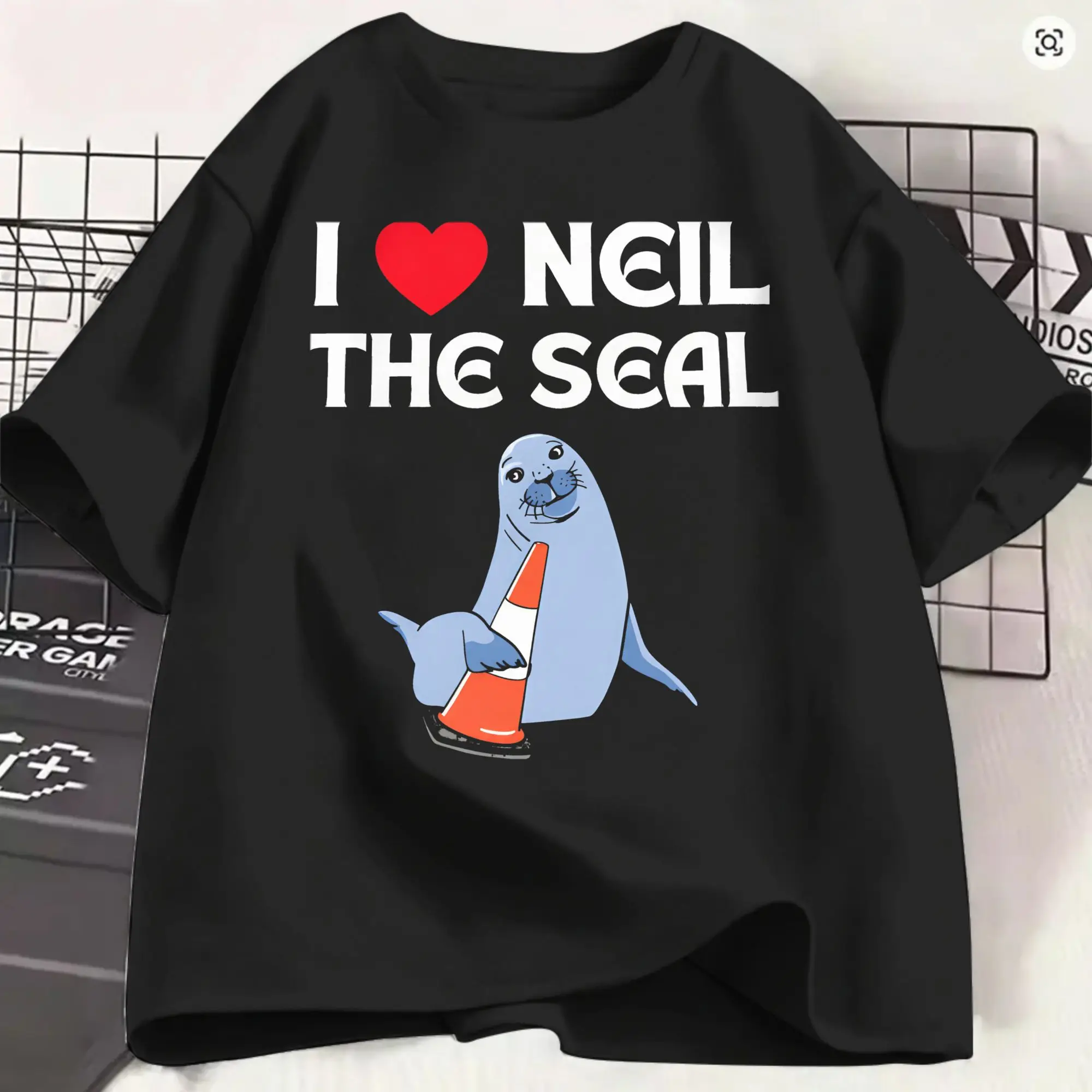 Crazy Neil the Seal  T-Shirts for Men O Neck Cotton T Shirts  Short Sleeve Tees Graphic Tops
