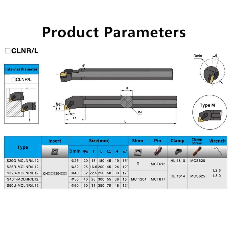 Internal Turning Tool -MCLNR/L S16Q-MCLNR S20R-MCLNR S25S-MCLNR S32S-MCLNRLathe Bar Turning Holder CNC Cutting Tool Cutter Bar