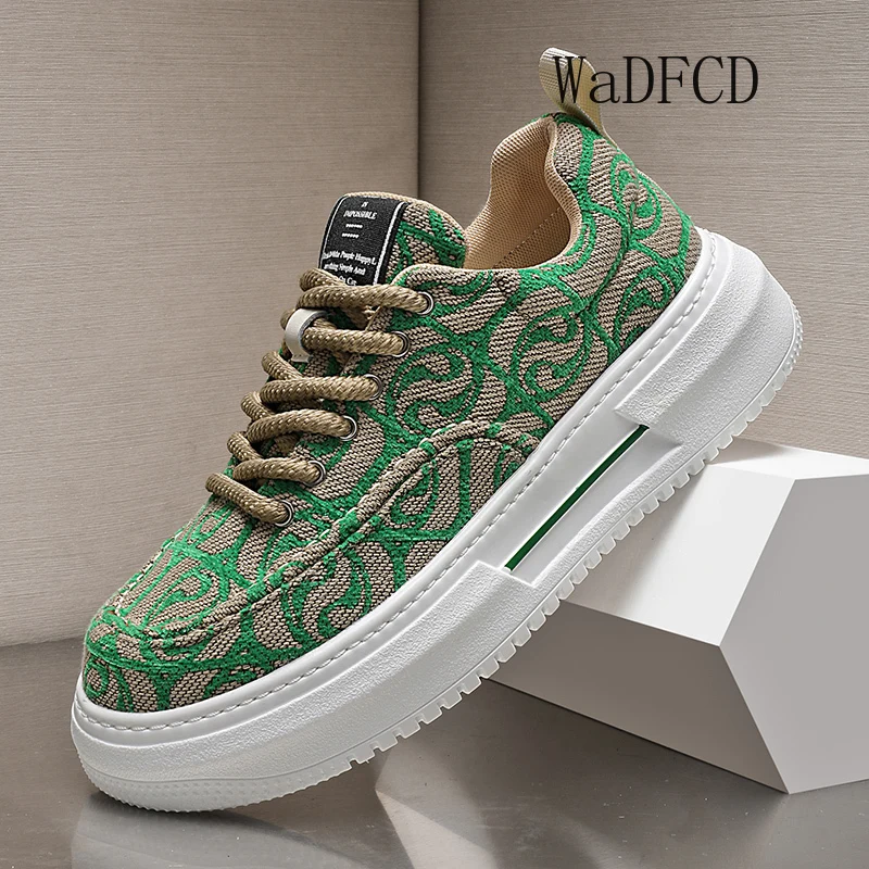 

Кроссовки, повседневные мужские дизайнерские туфли в стиле ретро, легко подходящие туфли, модная парусиновая дышащая спортивная обувь на плоской платформе с увеличенной высотой