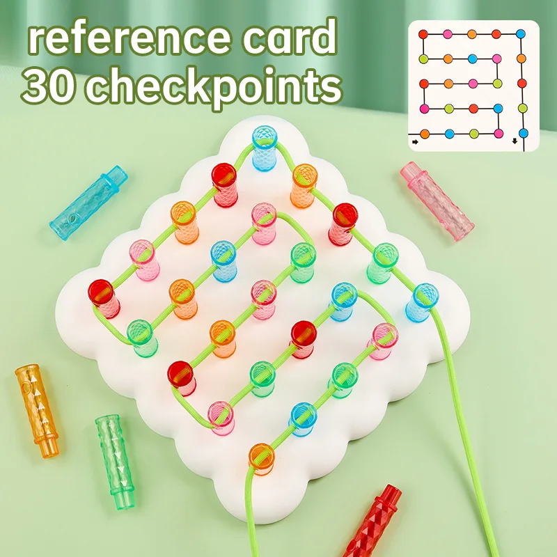 Kids Montessori Rainbow Boards Stringing Sensory Toys Color Sorting Counting Activity Pegboard Education Fine Motor Skills Toys