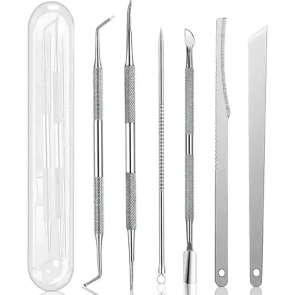 

6pcs Stainless Steel Pedicure Tools To Remove Dead Skin Calluses Remover Thick Hard Nail Clippers Acne Needle Manicure Foot Care