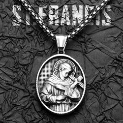 Christian St.Francis Powerful Amulet Stainless Steel Men Necklaces Pendant Chain Vintage Cool For Women Jewelry Gifts Wholesale