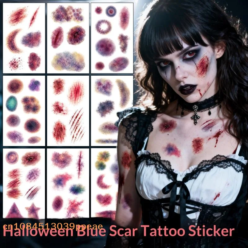 10 Sheets Realistic Halloween Bruise Scar Temporary Tattoos Waterproof Long Lasting For Cosplay Costume Parties Prank Events