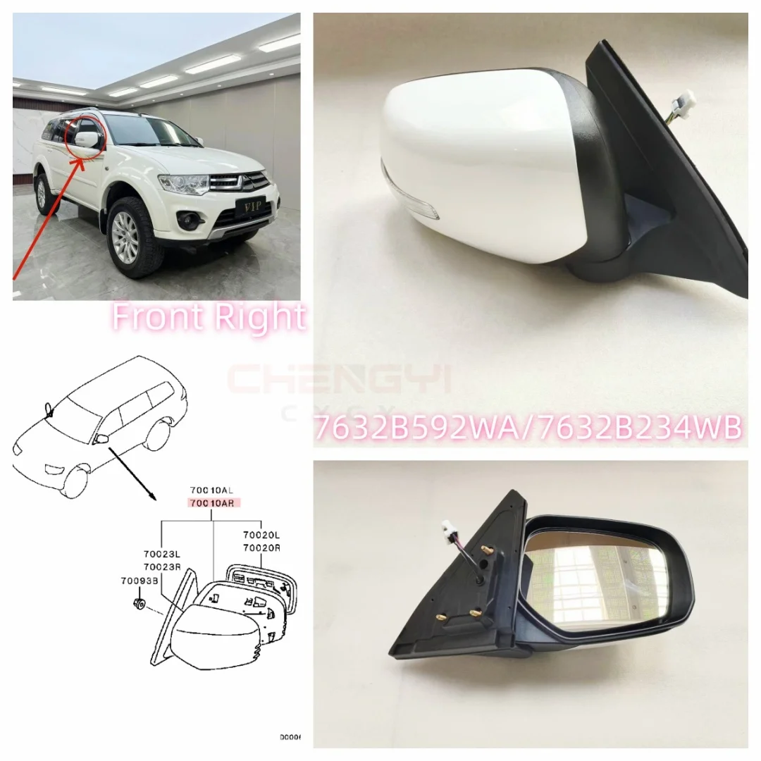 

Front Right Side Mirror Rearview Mirror Fit For Pajero Montero Sport KG5W KG6W 7632B592WA 7632B234WB 7632B592 7632B234 (10-Line)