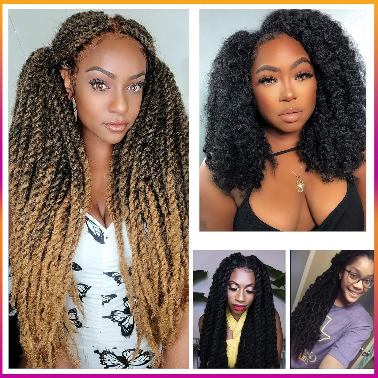 Marley Twist Braiding Hair 18 Inch  Long Cuban Twist Hair  Afro Kinky Curly Twist Crochet Hair Synthetic Marley Hair Extensions