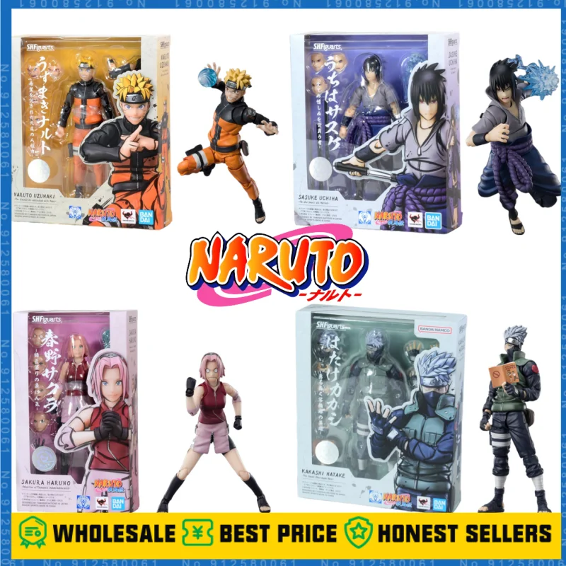 Bandai Original Shfiguarts 2.0 Naruto: Shippuden Kakashi Hatake Naruto Sasuke Sakura Uchiha Madara Shf Anime Figure Action Model