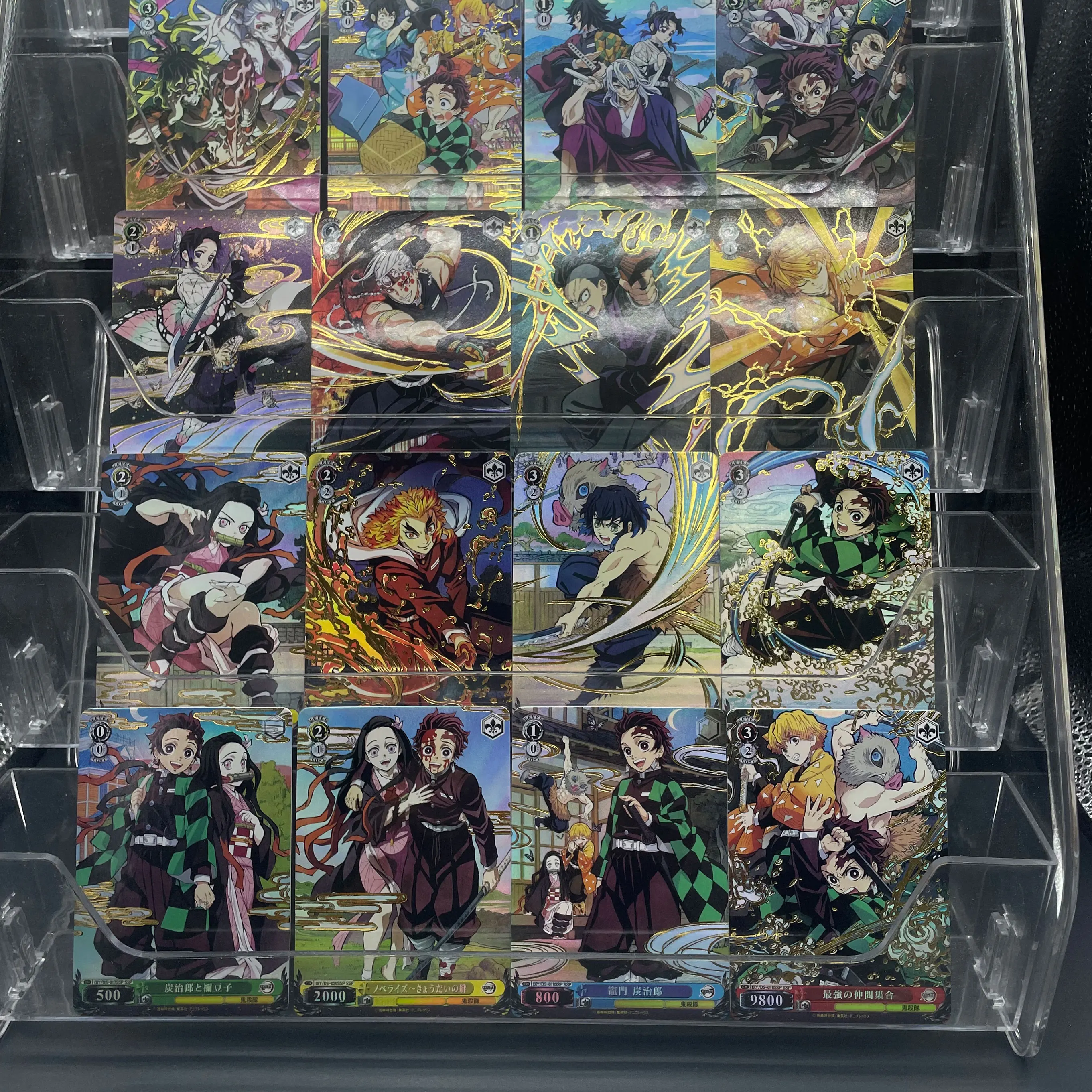 Anime Demon Slayer 22Pcs/Set Collection Flash Card Kamado Tanjirou Kochou Shinobu Diy Coarse Color Series Cartoon Figures Toy