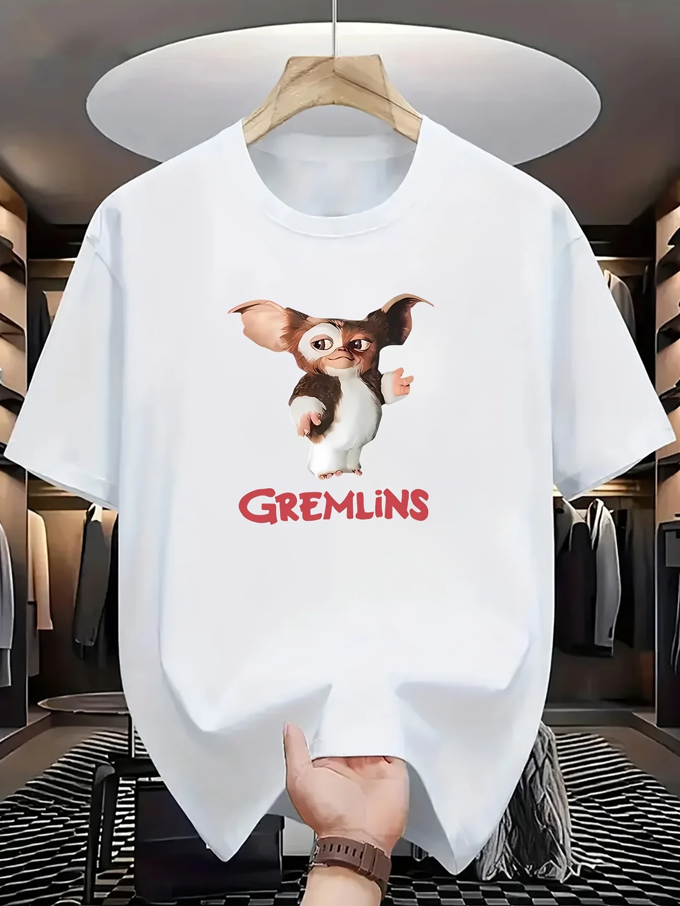 

Men's GREMLiNS Graphic Tee - Comfy Polyester, Casual Round Neck Short-Sleeve T-Shirt, Street Style, Machine Washable