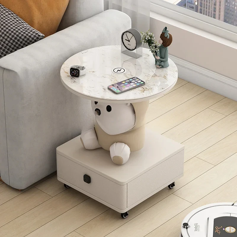 JJMobile Side Few Wheeled Trolley Rack Bedside Table Tens Of Thousands Of Round Round Coffee Table Drinking Tea Round Table