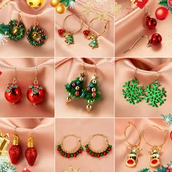 New Christmas Snowman Bells Dangle Earrings For Women Girl Creative Elk Snowflake Tree Earring Party 2021 Jewelry Gift