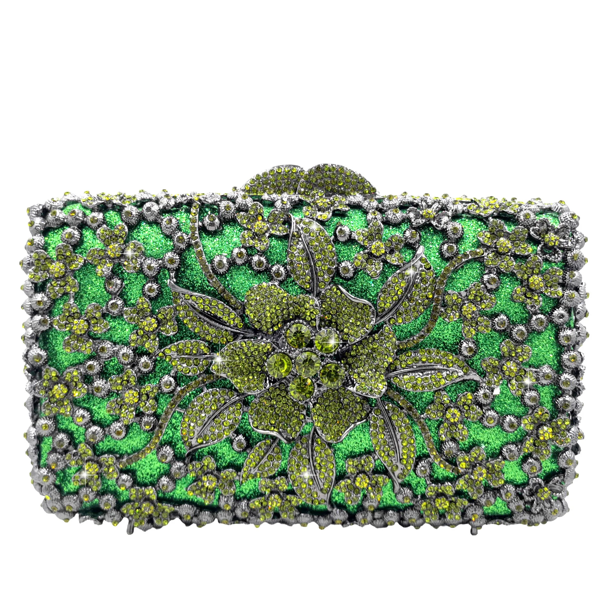 Boutique de FGG Fuchsia Strass-Clutch-Taschen für Damen, formelle Kristall-Clutch-Tasche für Hochzeiten, Abendhandtaschen aus Metall – Detail 7