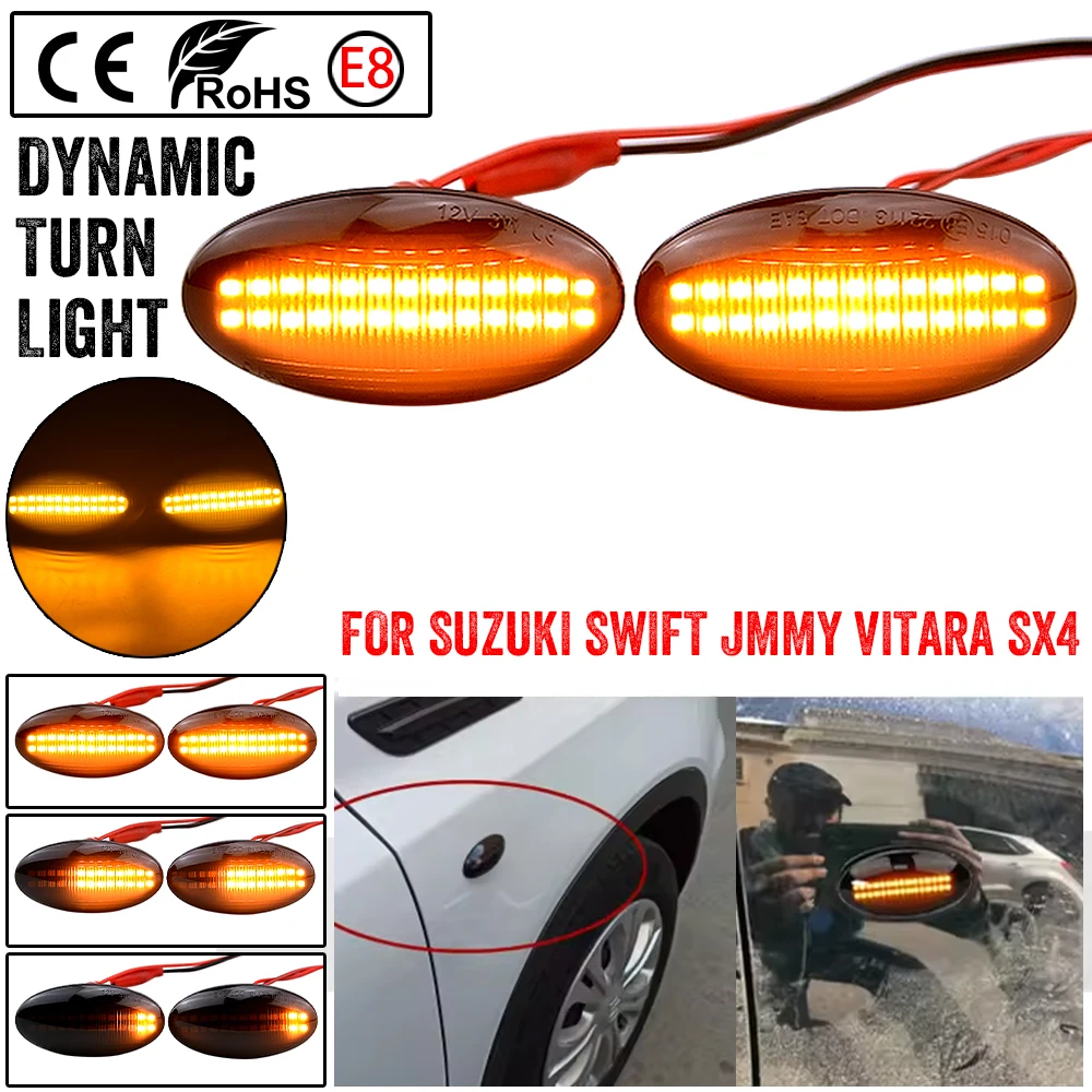 Dynamic LED Side Marker Lights for Suzuki Grand Vitara JT 2005-2012 High Quality 2 Piece Set Turn Signal Blinker Lights