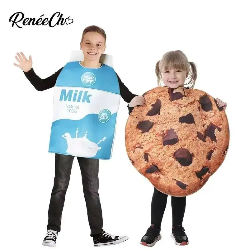 

Детский костюм Reneecho в виде милого печенья с молоком для Хэллоуина, на день рождения, для косплея