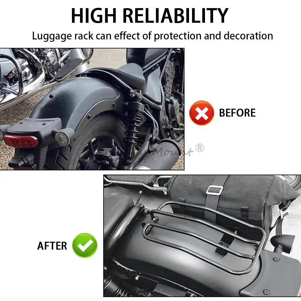 Steel Rear Luggage Rack Motorcycle Accessories Solo Seat Carrier Fit For Honda CMX300 CMX500 Rebel 300 500 2017-2021 Black