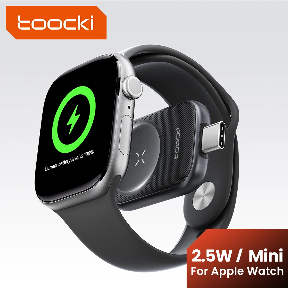 Toocki TW13 Magnetisches kabelloses Ladegerät für Apple Watch mit Typ-C-Anschluss, 2,5W kabelloses Ladegerät für iWatch S1-S11 SE2 SE3 Ultra 1-3