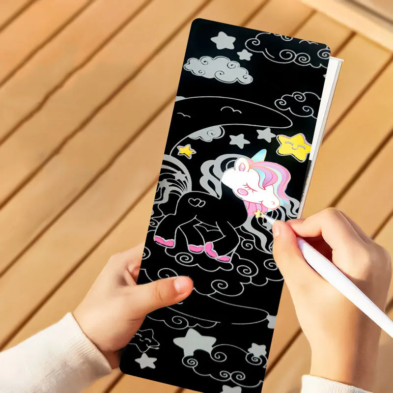 Rainbow Scratch Bookmark Art Paper Kit Cartoon Eenhoorn Dinosaurus Bloemenfee Zeemeermin Prinses Graffiti Schrapen Schilderen Notities