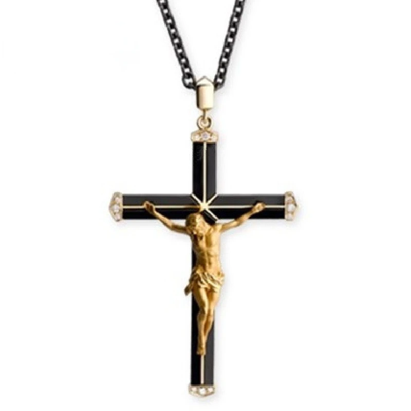 Fashion Two Color Jesus Cross Necklace Religious Belief Jesus Pendant Hip Hop Necklaces for Men Cross Jewelry Anniversary Gift