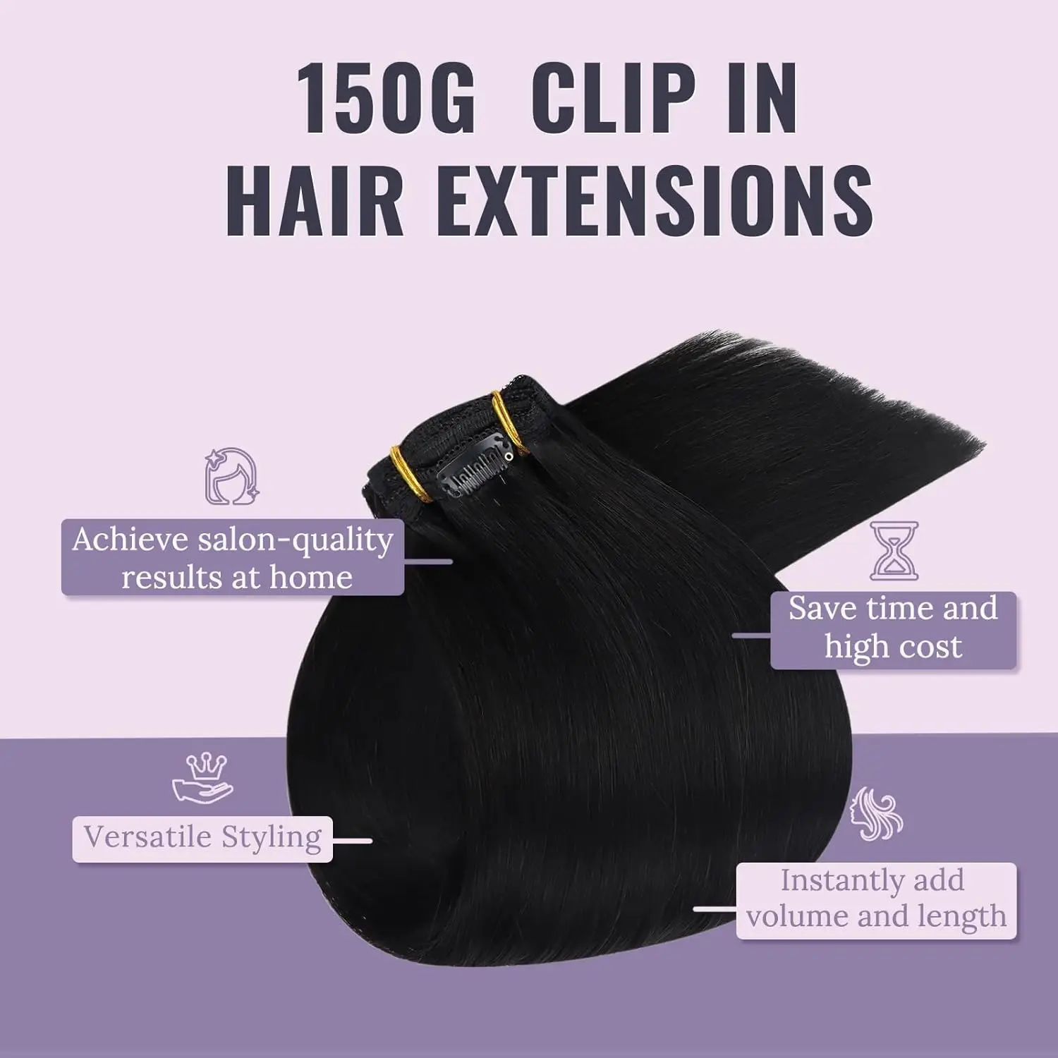 LaaVoo Clip in Real Hair Human Extensions 7 Pieces Brazilian Hair Remy Extensions 120G & 135G Full Head Clip in Hair 16-28inches