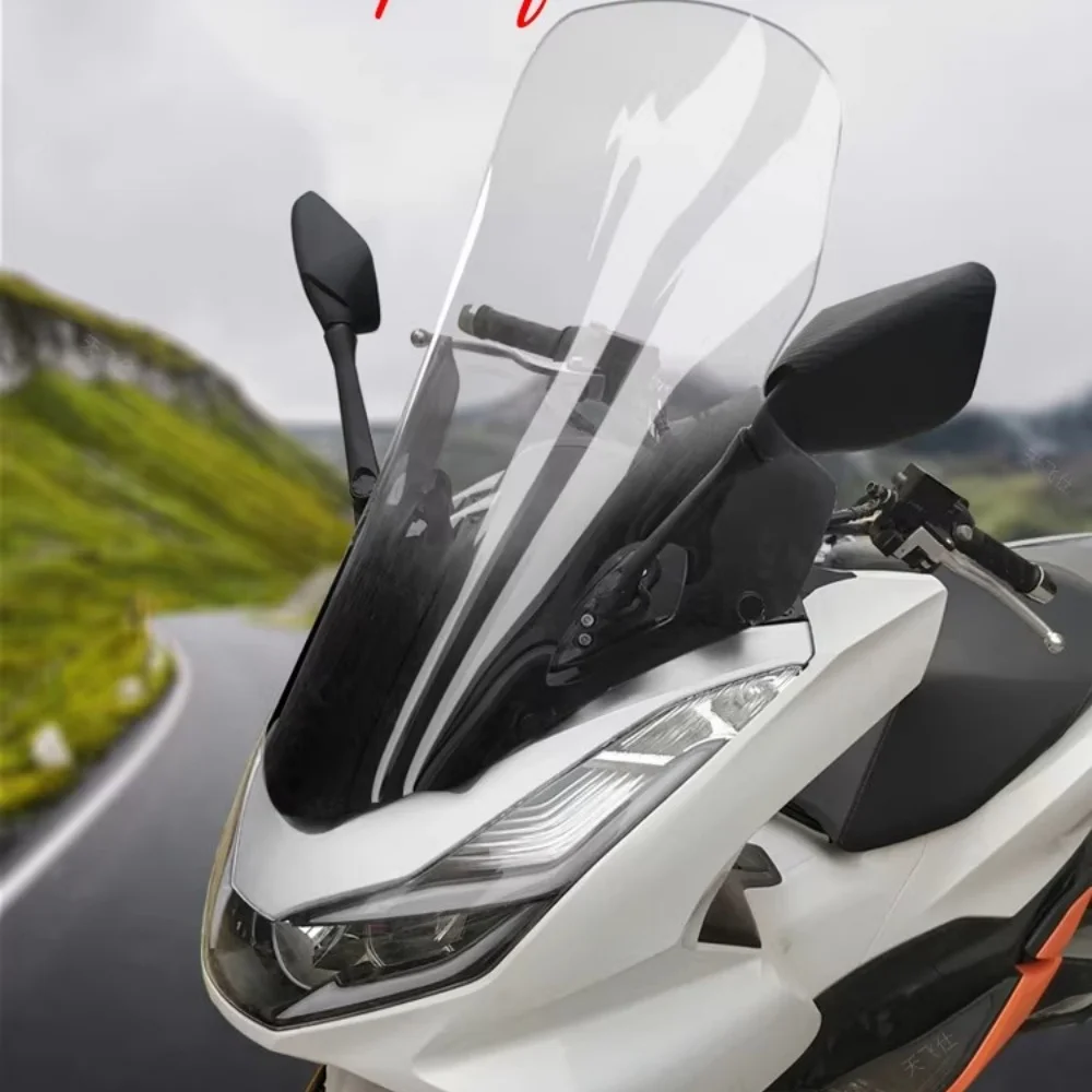For  PCX160 Modified Windshield Mirror Relocation High Clear Transparent Raised Chest Guard