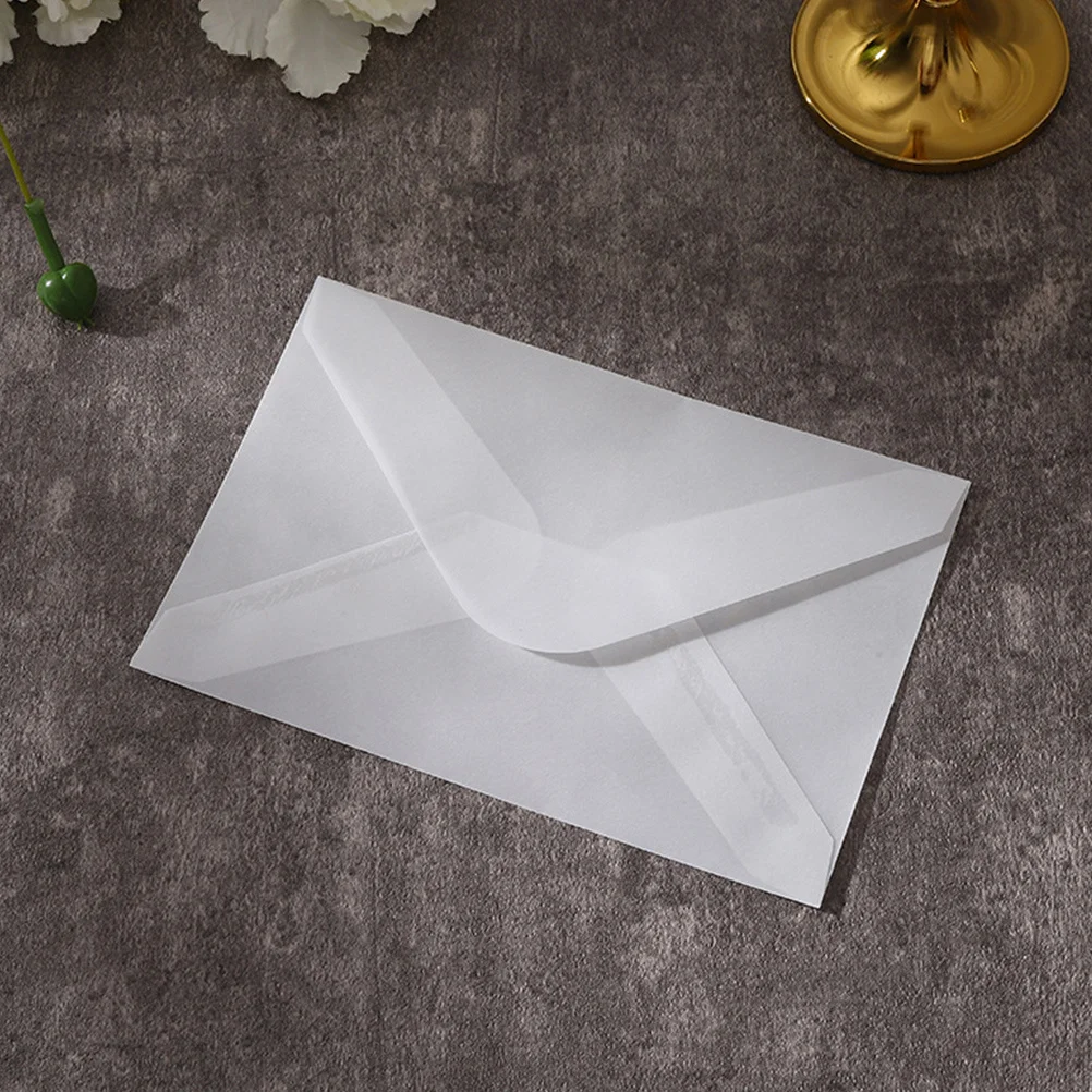 50Pcs Clear Envelopes Practical Translucent Letter Envelopes for Greeting Cards Invitations Announcements Photos