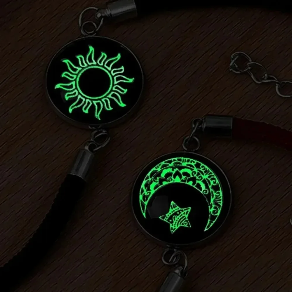 Sun and Moon Lovers Couple Bracelet Adjustable Romantic Bracelet Stainless Steel Glow in The Dark Bracelet Fashion Jewelry Gifts