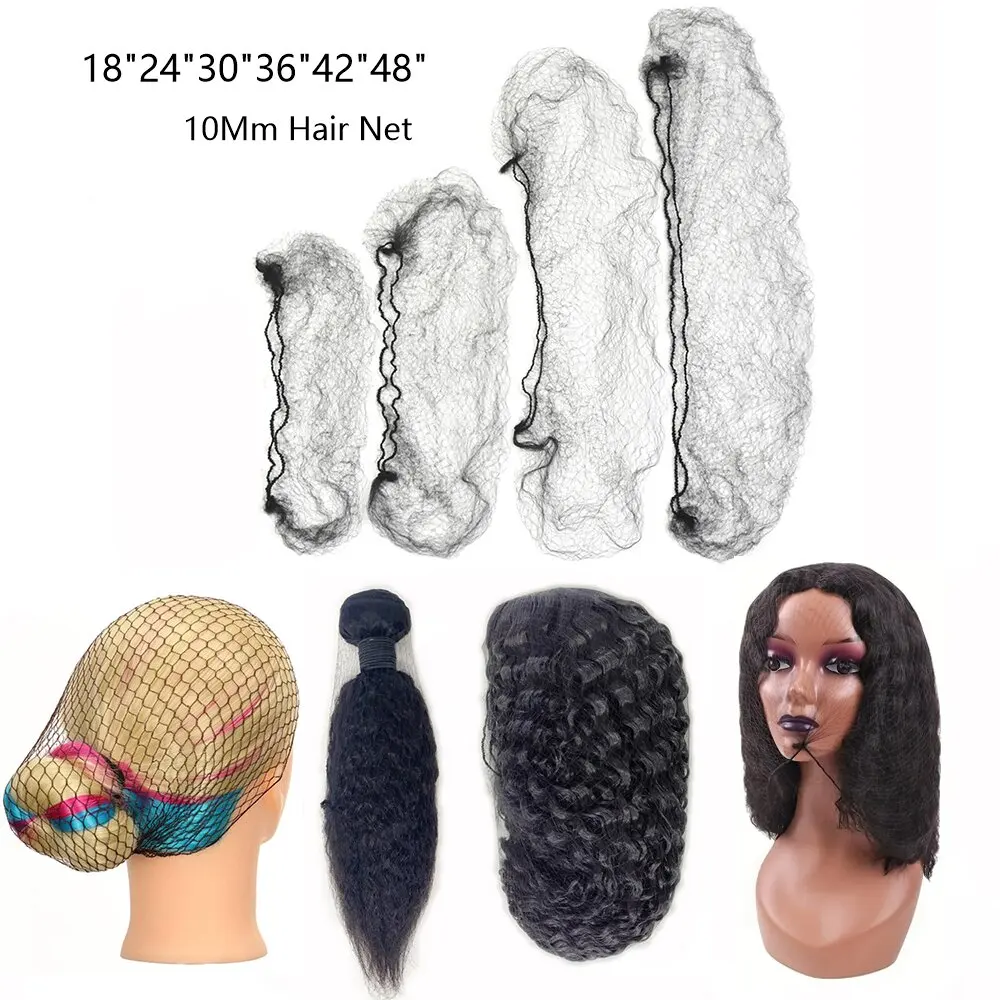 20Pcs/lot Hair Nets Invisible Elastic Edge Mesh Long 48 Inches Black Short 18Inch Wig Nets Invisible Soft Elastic Lines Hair Net