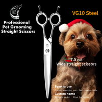 Crane 7.5 Inch Professional Grooming Wide Scissors Straight Shear for Dogs Pet Grooming VG10 Suitable For Medium And Large Dogs