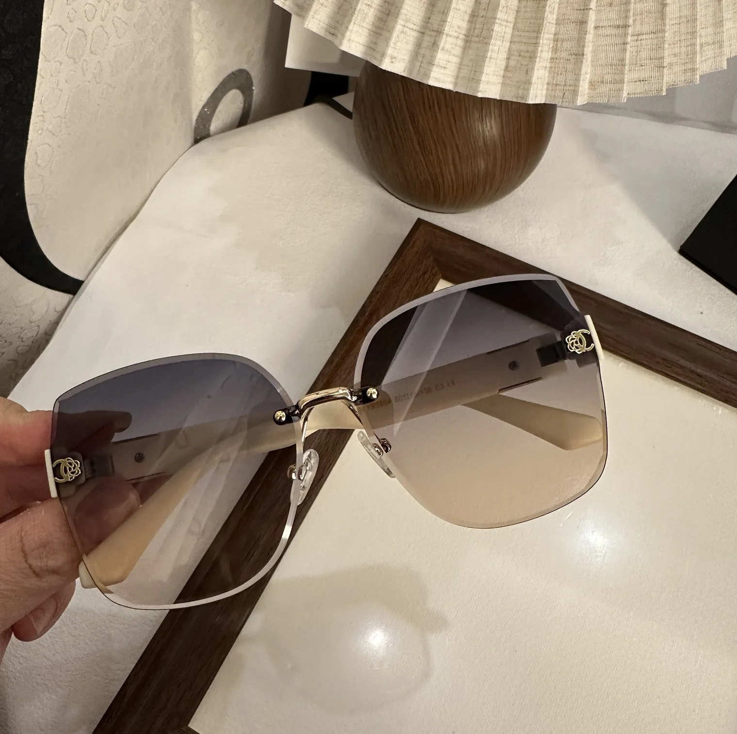 

Metal Rimless Square Sunglasses for Men Women, Nylon Lens Retro Sun Glasses, Lightweight UV400 Protection Unisex