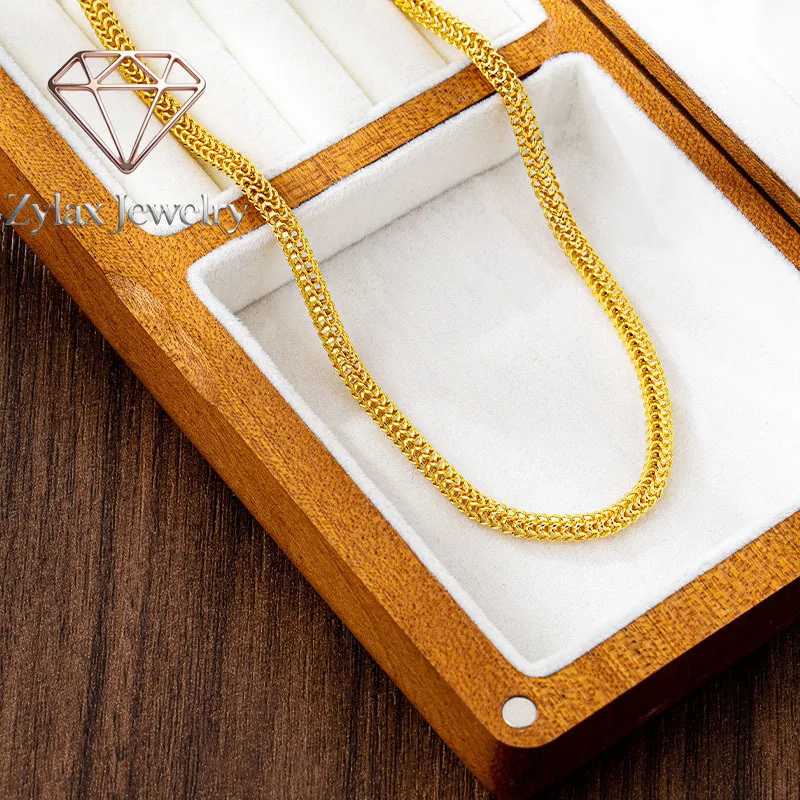Zylax Jewelry 24K Gold AU999 Hollow Plain Bracelet Anklet Necklace Set Women - Premium pure gold, fine hollow patterns, suitable
