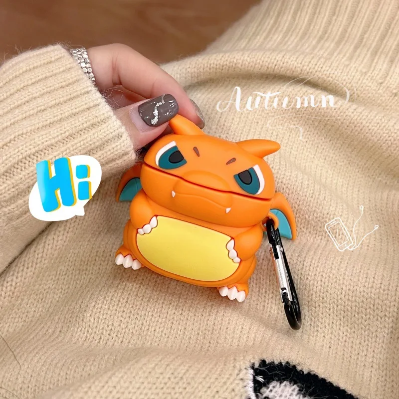 Pokémon Flame Dragon Earphone Cover Suitable for Apple AirPods 1/2 Wireless Bluetooth Earphone Case Cartoon Cute Bag Decoration