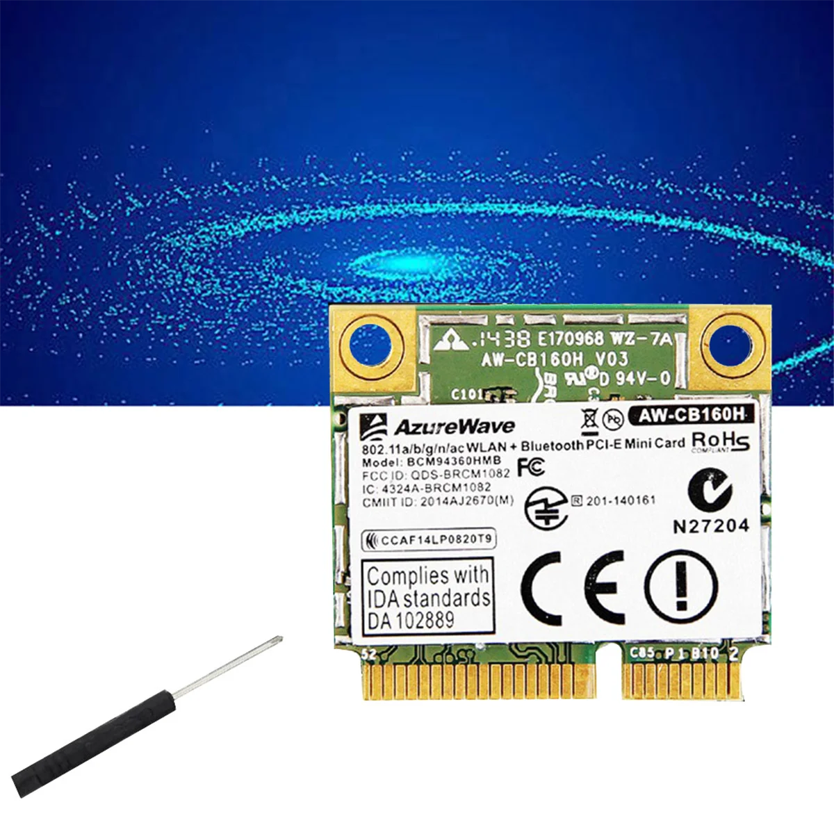 HOT SALE Broadcom Chip NIC BCM94360HMB Notebook Gigabit AC1300M Bluetooth 4.0 Wireless NIC PCI-E Interface NIC,C