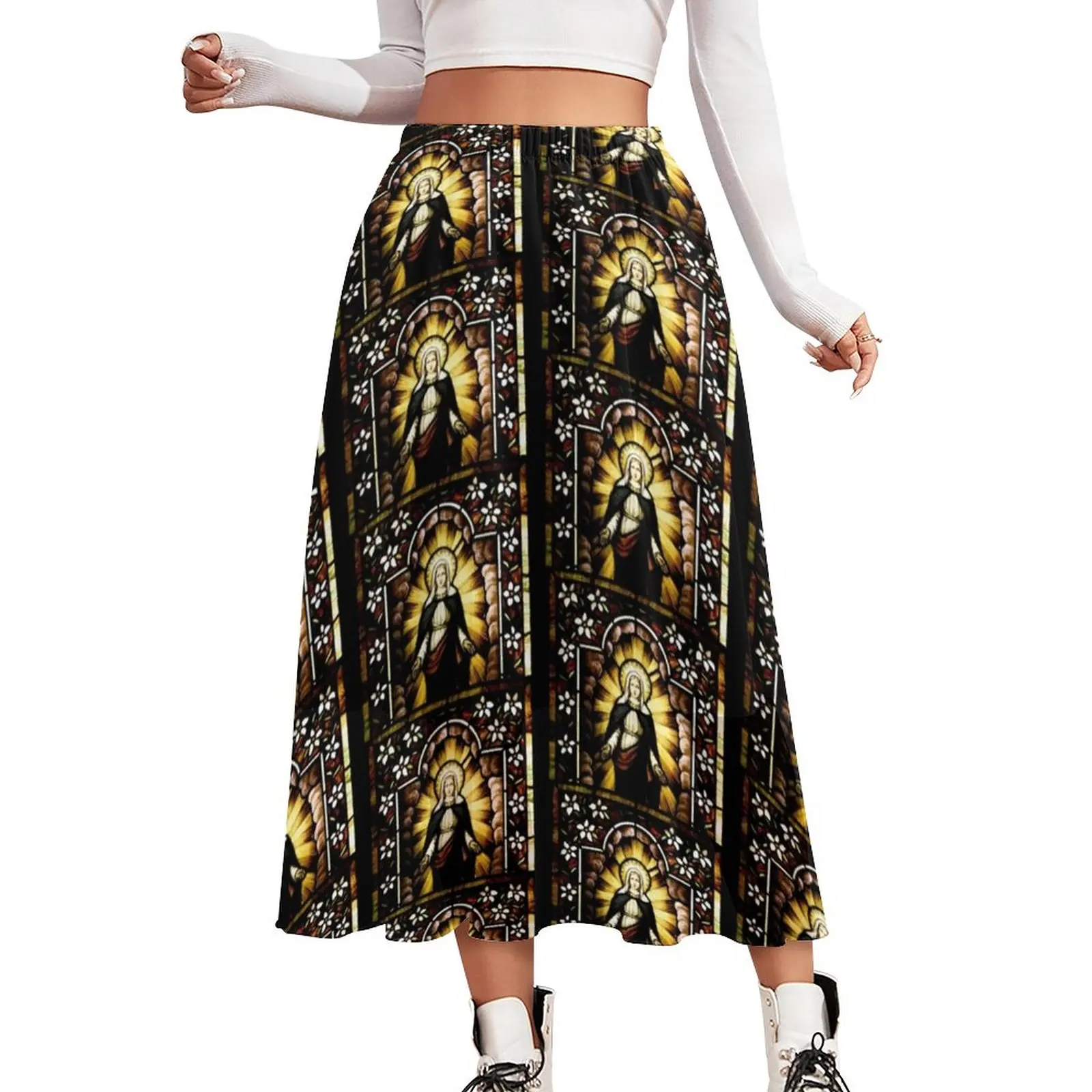 

Blessed Virgin Mary Skirt of Stars Korean Fashion Long Skirts Beach A-line Skirt Ladies Pattern Oversized Clothing