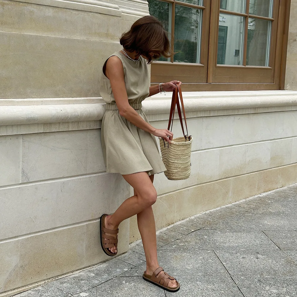 Faionable Svel Tank Top And Skirt Set ort A-Line Skirt Ele Summer Outfit for Young Women round Ne Two-Piece Set
