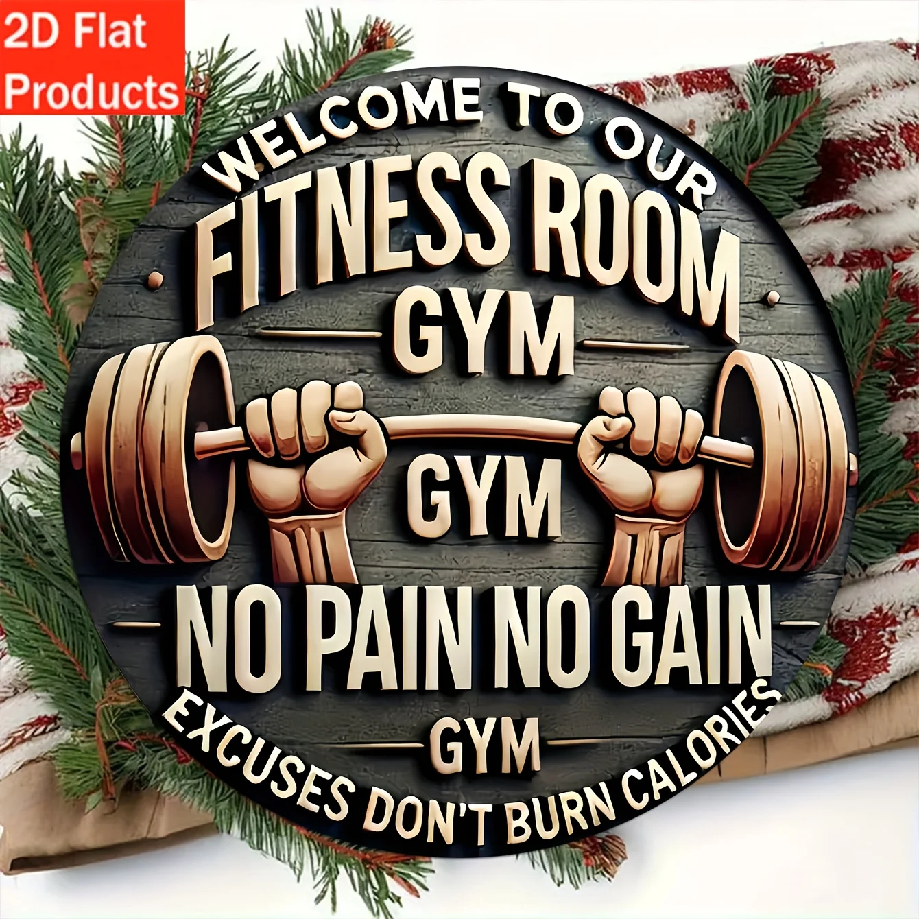 2D Flat, 1pc Wooden Gym Decorative Plaque and Ornament, Suitable for Home Gym Enthusiasts, 