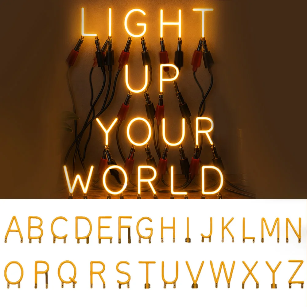Freely Arrangeable 26 Letters LED Filament Light 3V Height 35mm Select DIY for Party Store Mood Logo Sign Ambient Decorations
