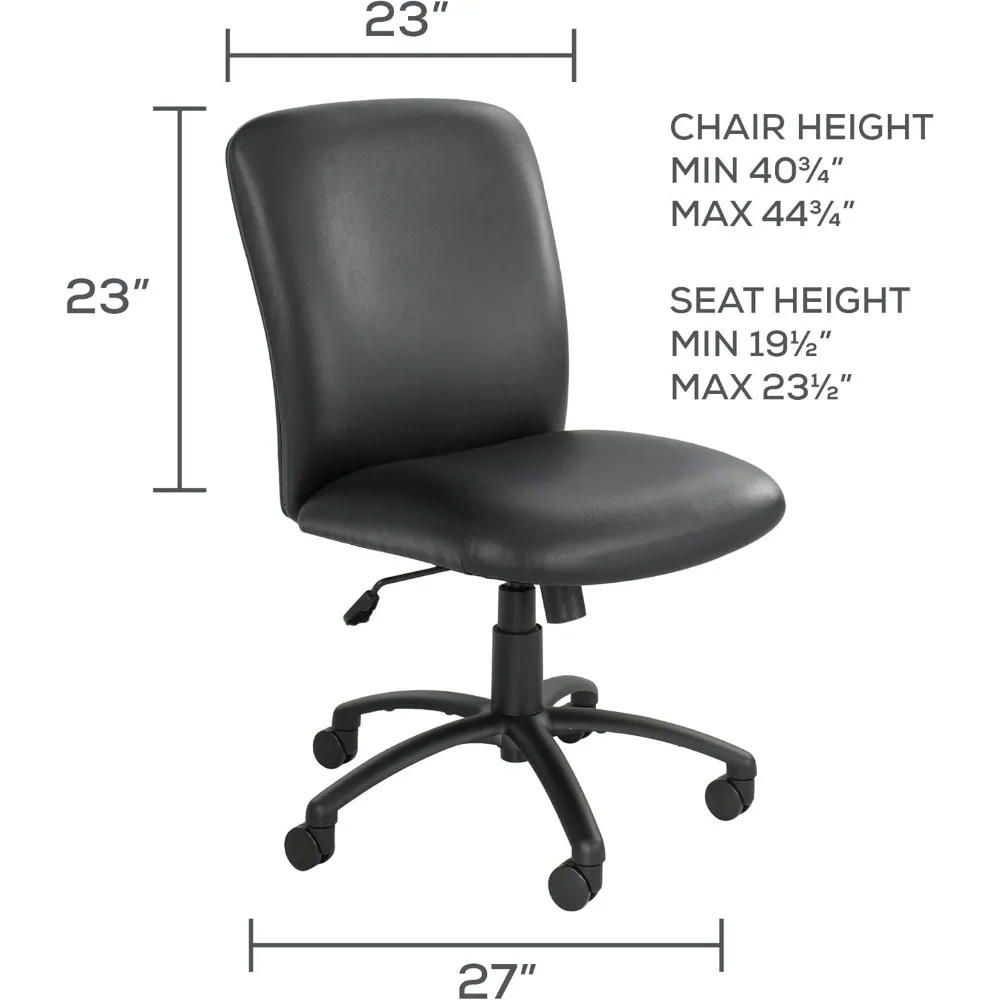 Tall Mid Back Chair, Black Vinyl, Rated for 24-7 Use, Holds up to 500 lbs, Back Chair