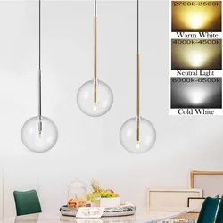 Modern Nordic Pendant Lamp Minimalist Clear Glass Lights Transparent Glass Ball Hanging Lamps for Loft Living  Dining bedroom