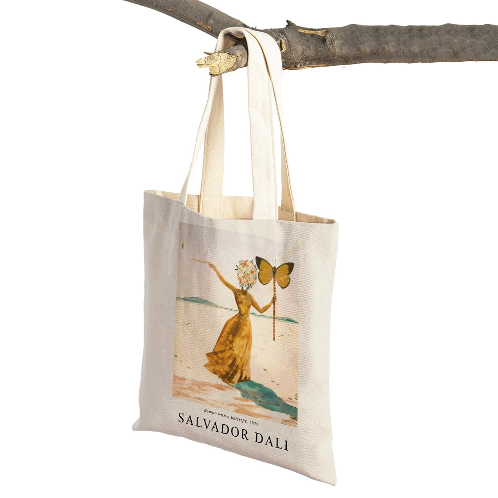 Salvador Dali Surrealism Cubism Women Shopping Bags Reusable Handbag Foldable Eco Casual Nordic Shopper Bag Lady Canvas Tote