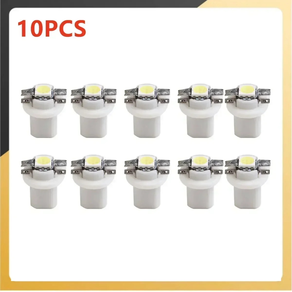 10Pcs T5 B8.5D 5050 White Car LED Dashboard Dash Lamp Instrument Light Bulb Lamp 6000K 12V 15.5mm Car Replace Part